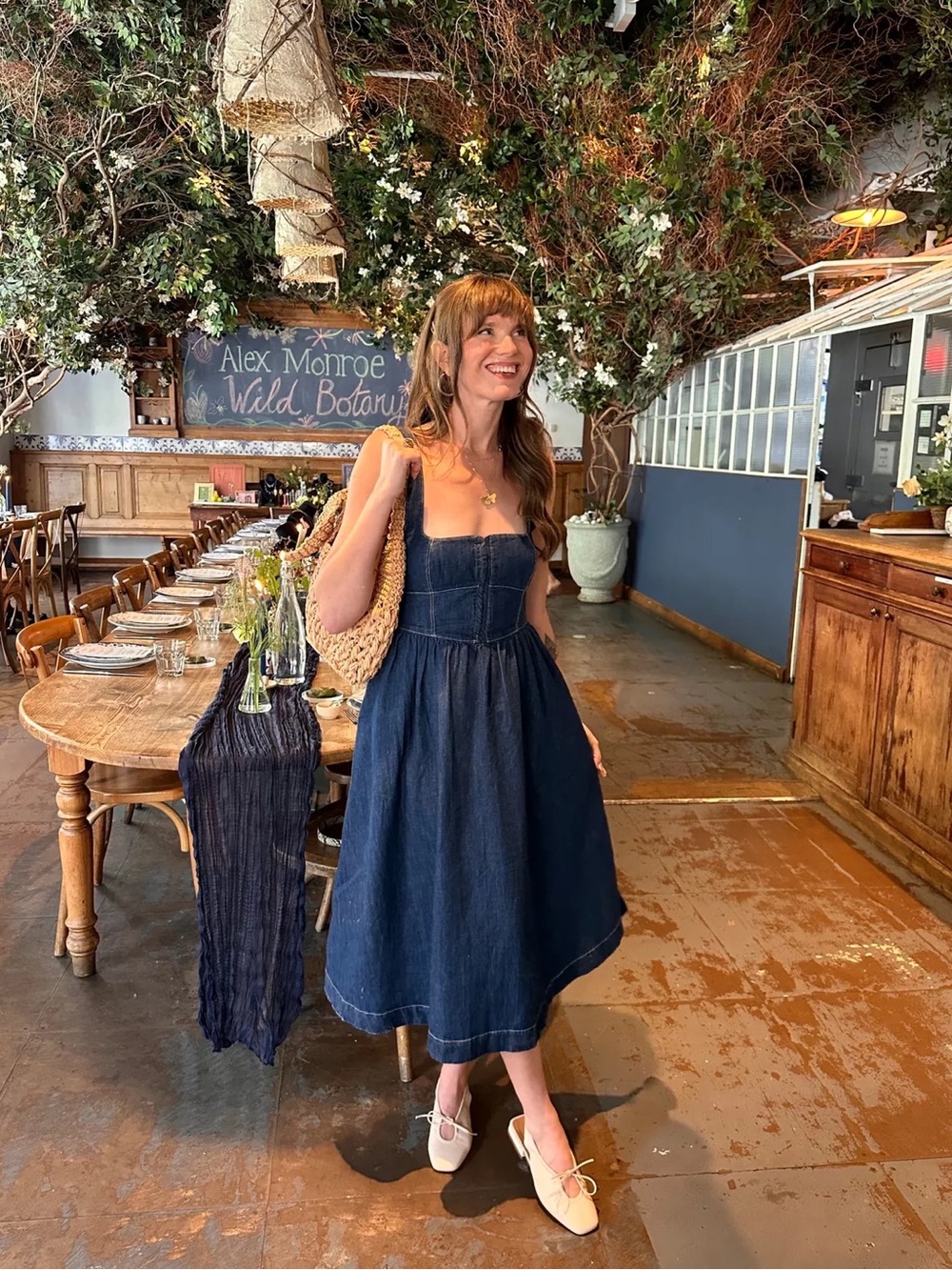REFORMATION Tagliatelle Denim Midi Dress 6 - Picture 2 of 8